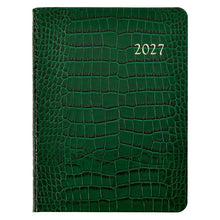 Load image into Gallery viewer, PRE-ORDER 2027 Desk Diary Emerald Crocodile Embossed Leather