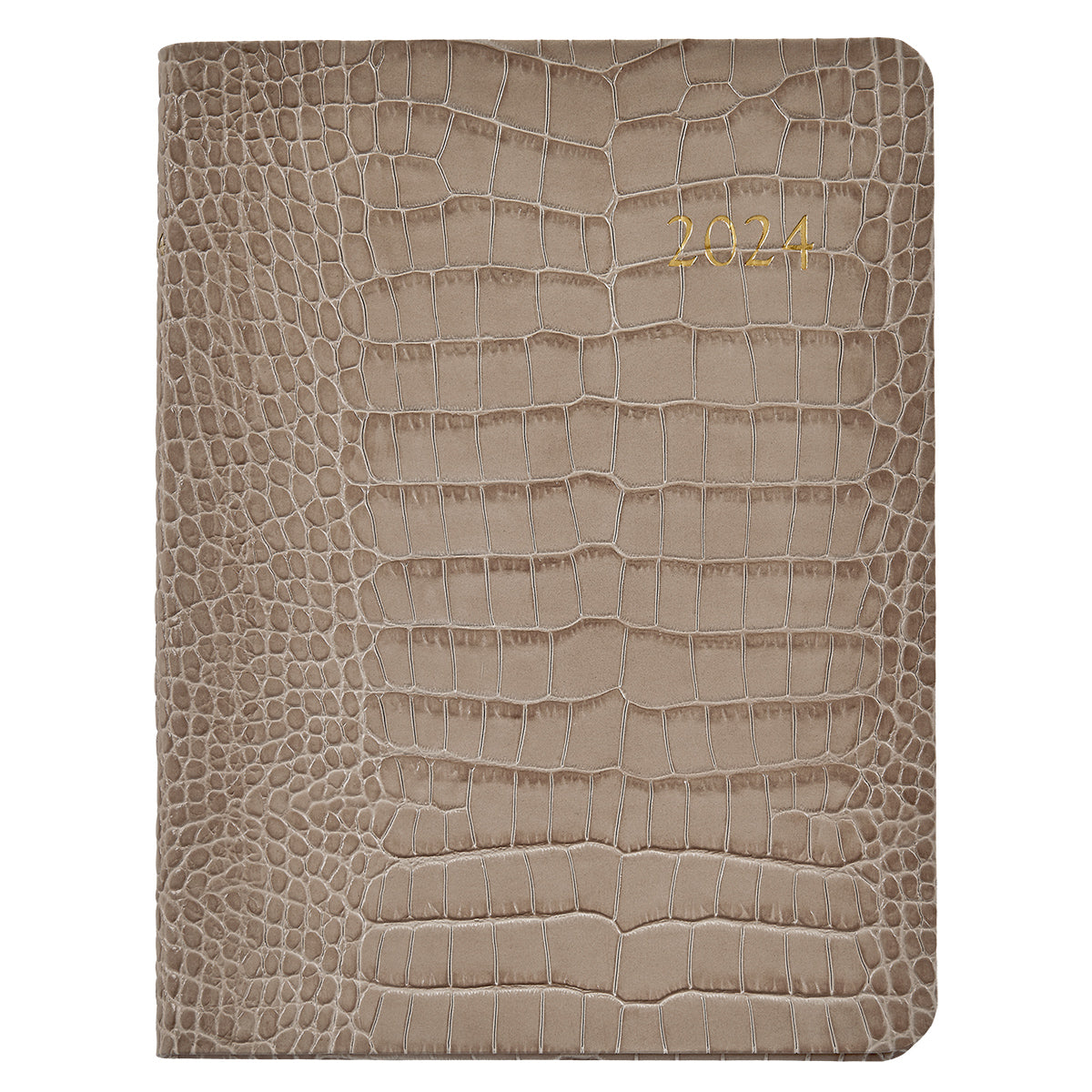 2024 Desk Diary Taupe Crocodile Print Leather The Present House Company