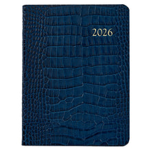 Load image into Gallery viewer, 2026 Desk Diary Navy Crocodile Embossed Leather