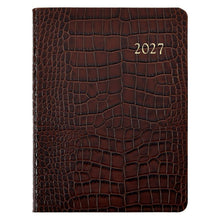 Load image into Gallery viewer, PRE-ORDER 2027 Desk Diary Brown Crocodile Embossed Leather
