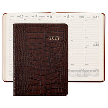 Load image into Gallery viewer, PRE-ORDER 2027 Desk Diary Brown Crocodile Embossed Leather