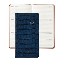Load image into Gallery viewer, 2026 6" Pocket Diary Sapphire Crocodile Print Leather