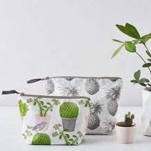 Load image into Gallery viewer, Small Cactus & Bird Cosmetic Bag