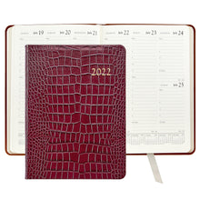 Load image into Gallery viewer, 2022 Desk Diary Ruby Crocodile Embossed Leather