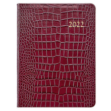 Load image into Gallery viewer, 2022 Desk Diary Ruby Crocodile Embossed Leather