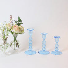Load image into Gallery viewer, Daphne Candlesticks - Blue (Set of 3)