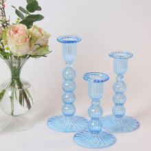Load image into Gallery viewer, Daphne Candlesticks - Blue (Set of 3)
