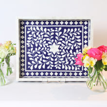 Load image into Gallery viewer, Inlay Decorative Rectangle Tray - Navy