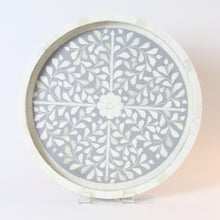 Load image into Gallery viewer, Inlay Floral Round Tray - Grey