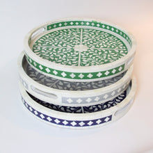 Load image into Gallery viewer, Inlay Floral Round Tray - Grey