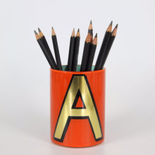 Load image into Gallery viewer, Alphabet Brush Pot - A (Orange)