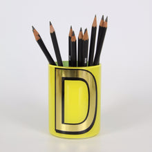 Load image into Gallery viewer, Alphabet Brush Pot - D (Yellow)