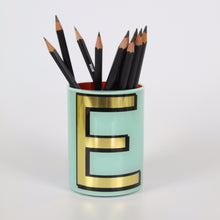 Load image into Gallery viewer, Alphabet Brush Pot - E (Aqua)
