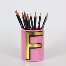 Load image into Gallery viewer, Alphabet Brush Pot - F (Pink)