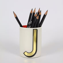 Load image into Gallery viewer, Alphabet Brush Pot - J (White)