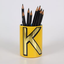 Load image into Gallery viewer, Alphabet Brush Pot - K (Yellow)