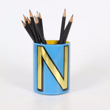 Load image into Gallery viewer, Alphabet Brush Pot - N (Blue)