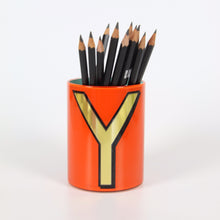 Load image into Gallery viewer, Alphabet Brush Pot - Y (Orange)