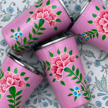 Load image into Gallery viewer, Floral Enamel Hand Painted Tumbler - Pink