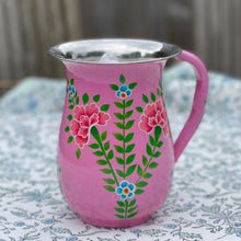 Load image into Gallery viewer, Floral Enamel Hand Painted Pitcher - Pink