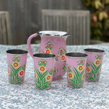 Load image into Gallery viewer, Lotus Flower Enamel Hand Painted Pitcher - Pink