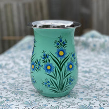 Load image into Gallery viewer, Lotus Flower Enamel Hand Painted Pitcher - Aqua