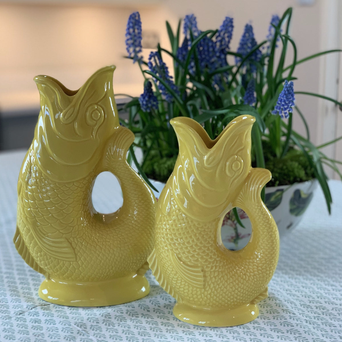 Large Glazed Gluggle Jug Yellow The Present House Company