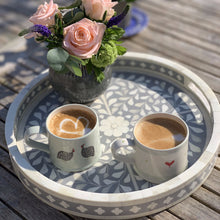 Load image into Gallery viewer, Inlay Floral Round Tray - Grey