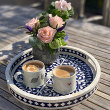Load image into Gallery viewer, Inlay Floral Round Tray - Navy