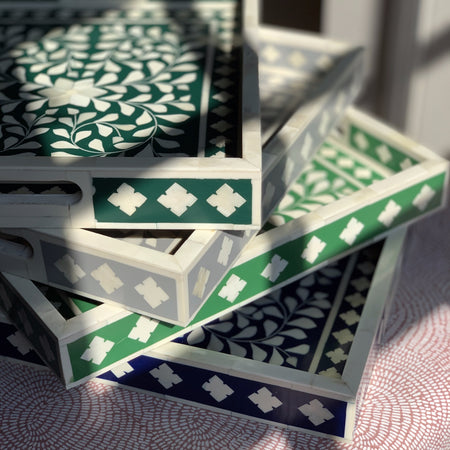 Inlay Decorative Rectangle Tray - Green