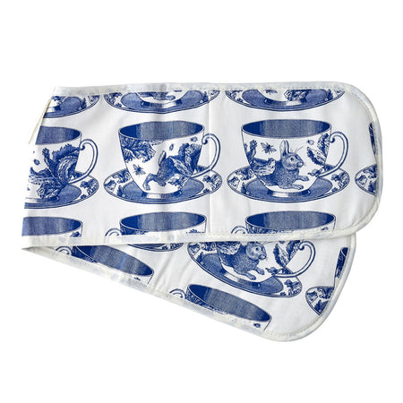 Blue and White Teacup Design Double Oven Gloves