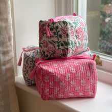Load image into Gallery viewer, Bria Handblock Quilted Washbag - Pink