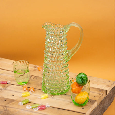 Tall Hobnail Jug - Light Green