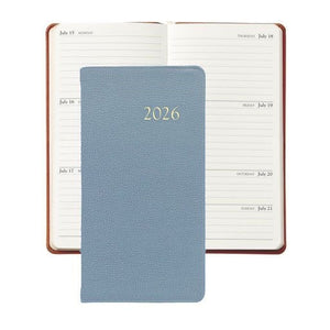 PRE-ORDER 2026 6" Pocket Diary Frost Blue Goatskin Leather