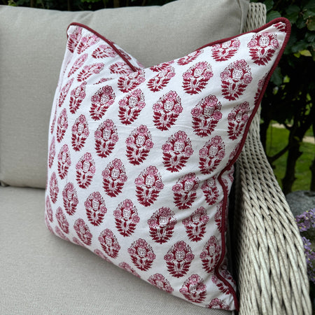 Boota Cushion Cover - Pink & White