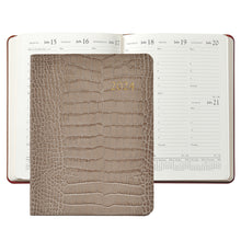 Load image into Gallery viewer, 2024 Desk Diary Taupe Crocodile Print Leather
