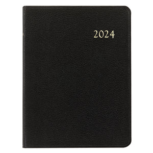 2024 Desk Diary Black Goatskin Leather
