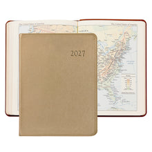 Load image into Gallery viewer, PRE-ORDER 2027 Desk Diary White Gold Goatskin Leather
