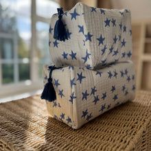 Load image into Gallery viewer, Star Handblock Quilted Washbag - Blue
