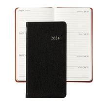 Load image into Gallery viewer, 2024 6&quot; Pocket Diary Black Goatskin Leather

