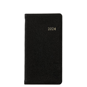 2024 6" Pocket Diary Black Goatskin Leather