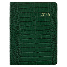 Load image into Gallery viewer, PRE-ORDER 2026 Desk Diary Emerald Crocodile Embossed Leather
