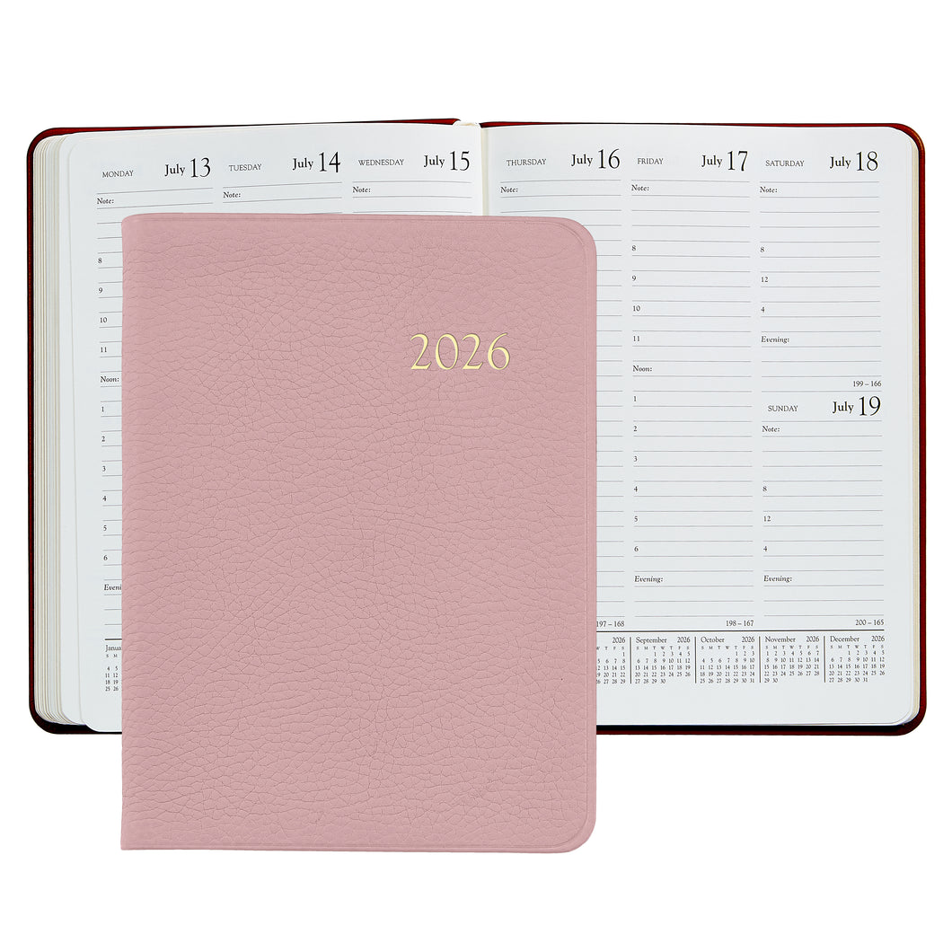 PRE-ORDER 2026 Desk Diary Light Pink Goatskin Leather