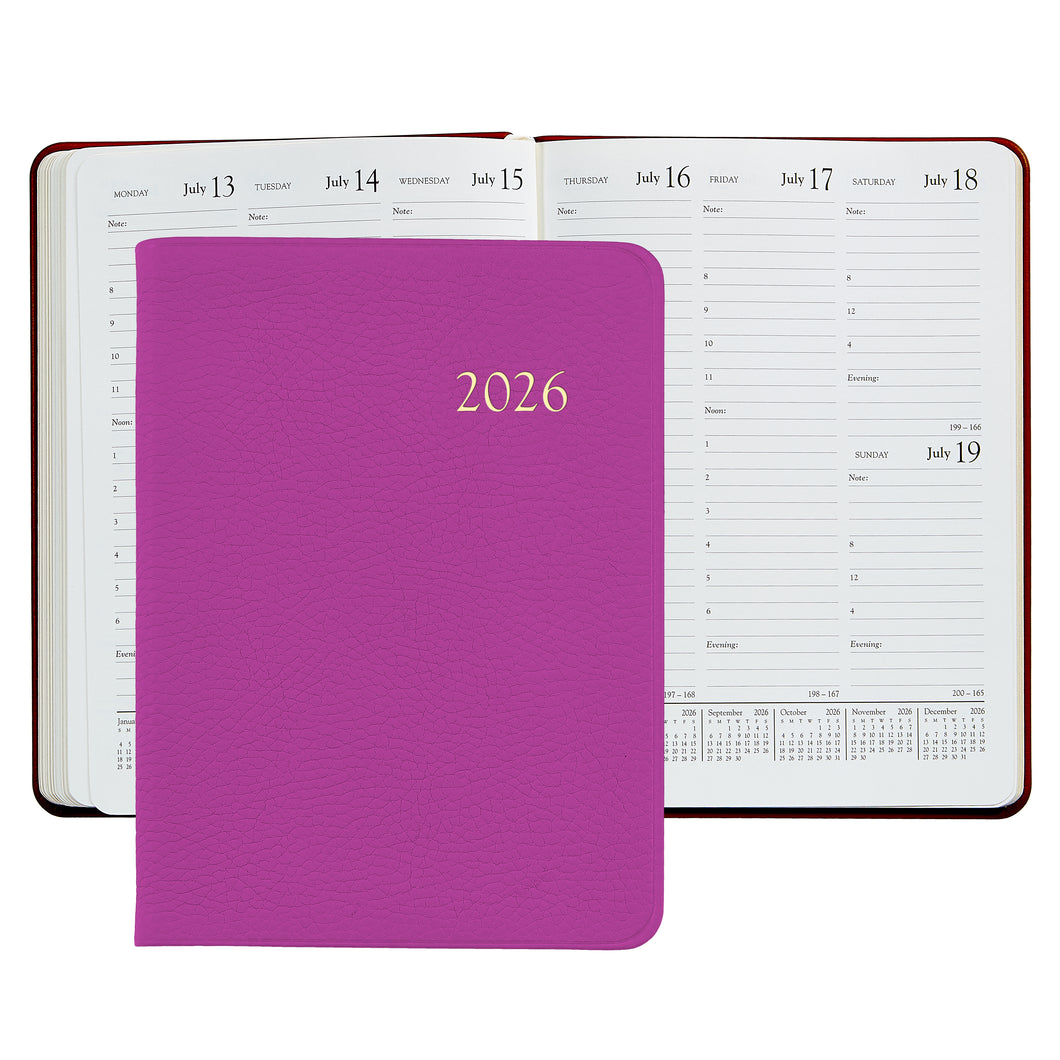 PRE-ORDER 2026 Desk Diary Orchid Goatskin Leather