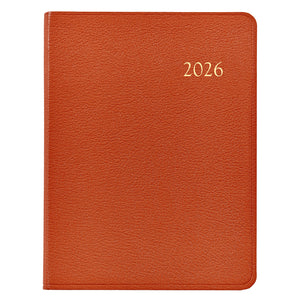 PRE-ORDER 2026 Desk Diary Orange Goatskin Leather