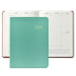 PRE-ORDER 2026 Desk Diary Robin's Egg Goatskin Leather