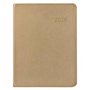 PRE-ORDER 2026 Desk Diary White Gold Goatskin Leather