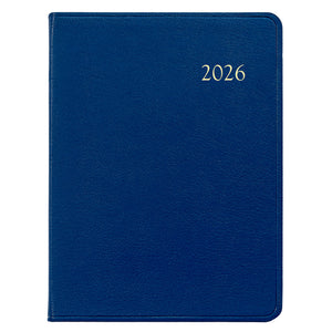 PRE-ORDER 2026 Desk Diary Navy Blue Goatskin Leather