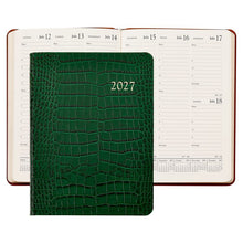 Load image into Gallery viewer, PRE-ORDER 2027 Desk Diary Emerald Crocodile Embossed Leather

