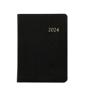 2024 Notebook Diary Black Goatskin Leather
